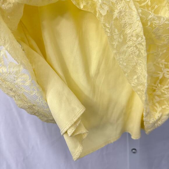 Candies Y2K Babydoll Top XL Yellow Lace Rhinestone Floral - Picture 11 of 12